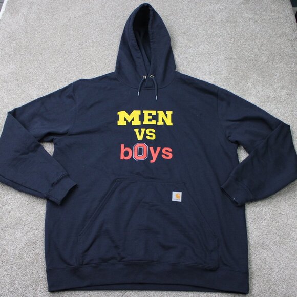 Carhartt Barstool Michigan Ohio State Hoodie Mens XL Blue Men vs Boys Sweatshirt - Picture 1 of 15